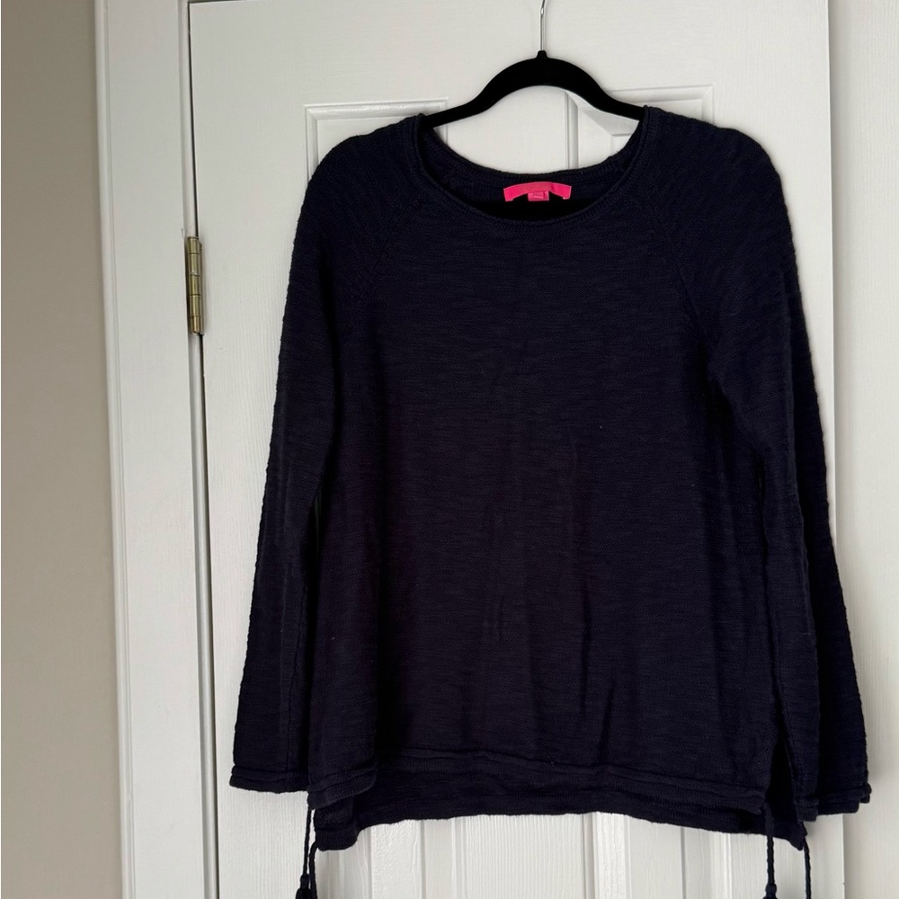 Lilly Pulitzer Navy Knit Long Sleeve Sweater with Tassels